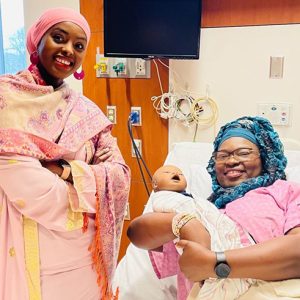 Simulation “actors” (l to r) Shukri Jumale, a community nurse leader, and Yaa Konadu Nti, a WIC peer breastfeeding counselor 